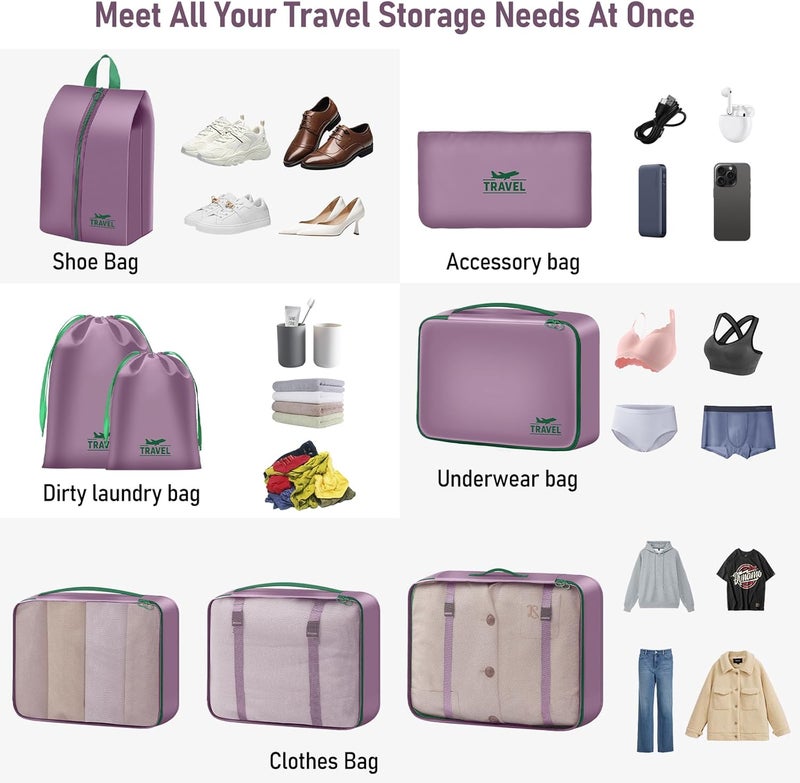 YEEYAA 8 Set Packing Cubes for Travel Suitcase Organizer Bags Luggage Packing Cubes Set Travel Essentials Accessories Gifts for Women - Image 3